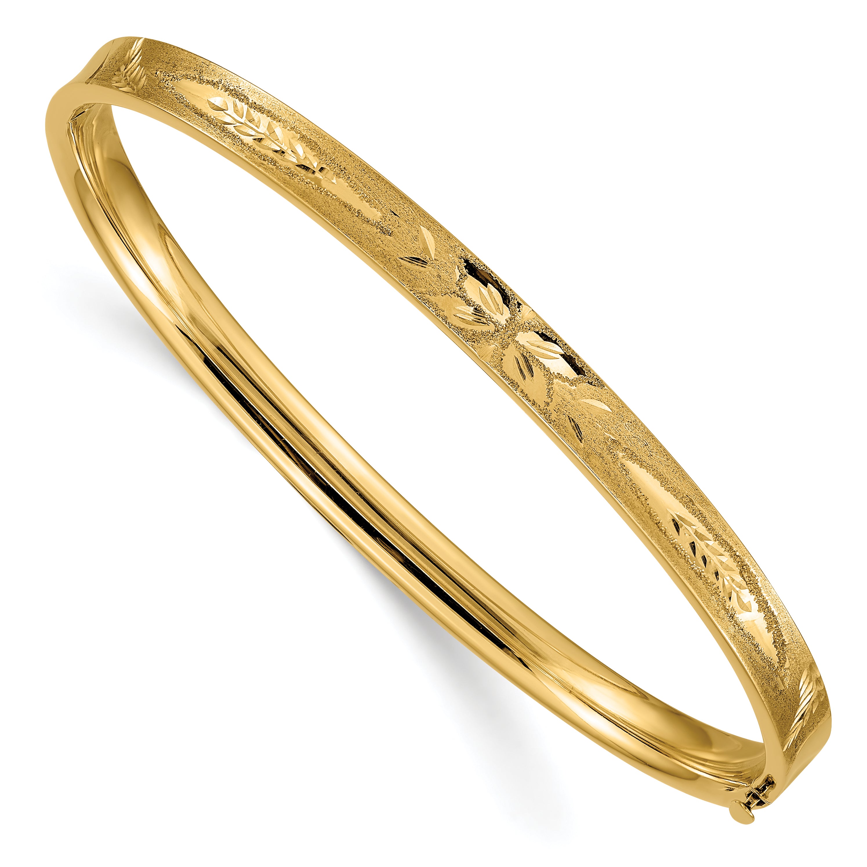 14k 3/16 Oversize Diamond-cut Concave Hinged Bangle Bracelet Main image
