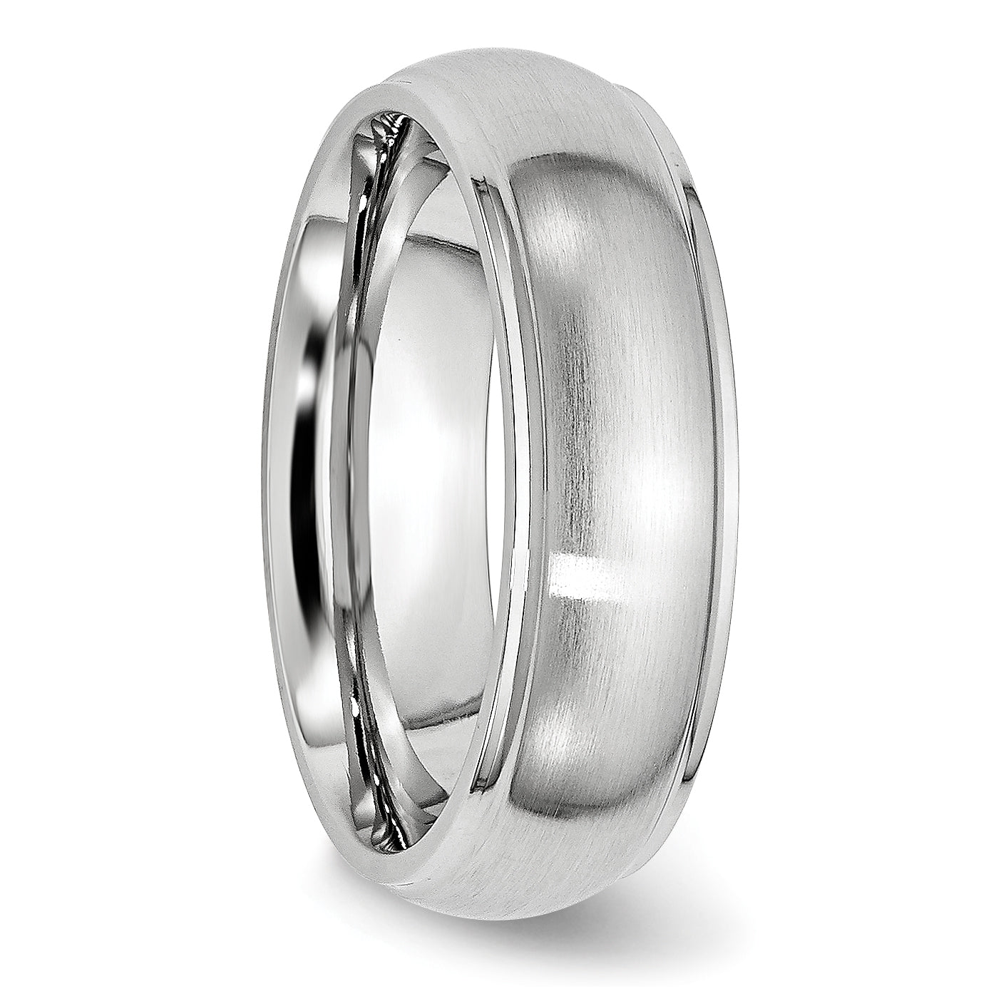 Cobalt Satin Ridged Edge Unisex Wedding Band Engravable 7mm
