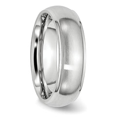Cobalt Satin Ridged Edge Unisex Wedding Band Engravable 7mm