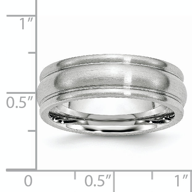 Satin Rounded-Edge Wedding Band in Cobalt, 7mm