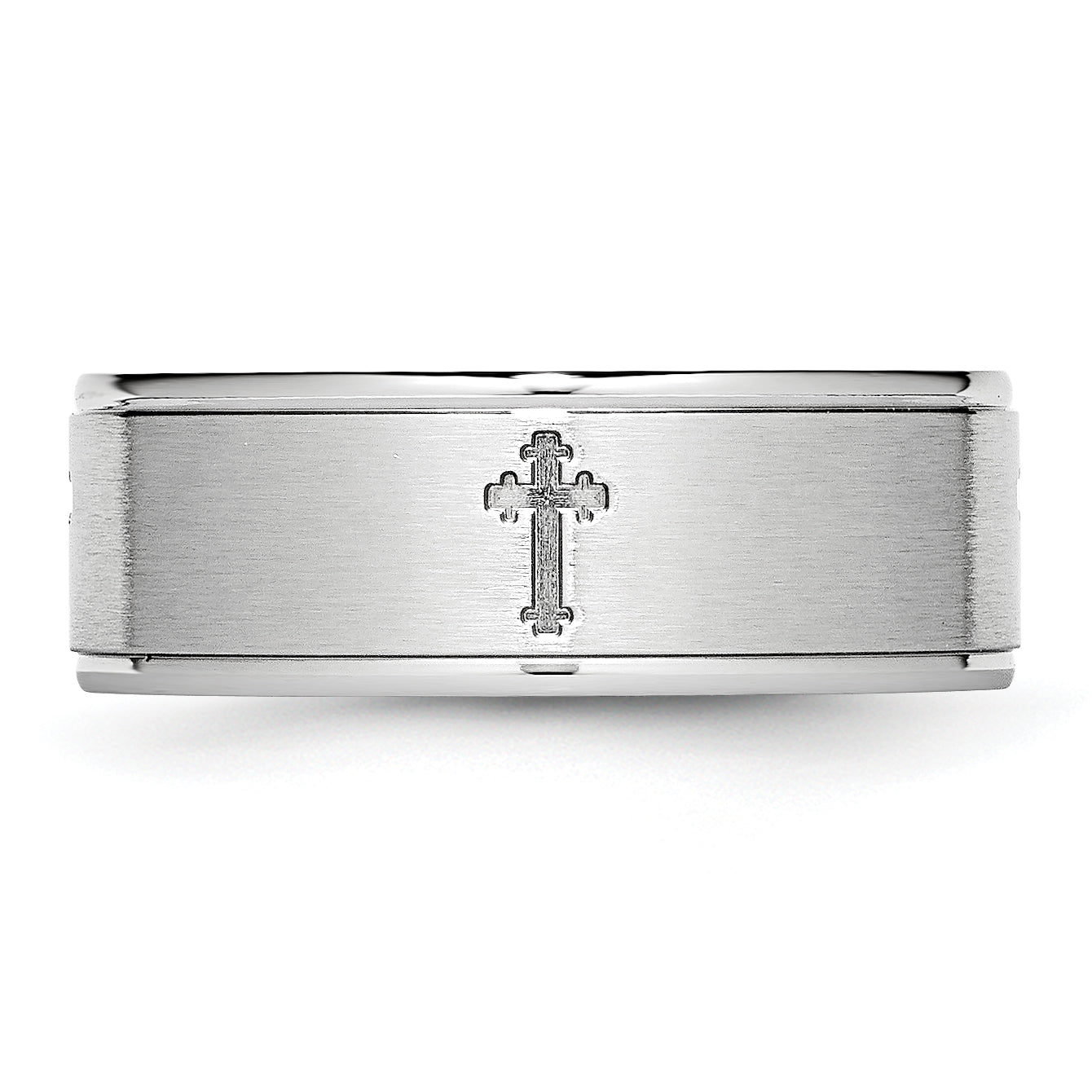 Sterling Silver 925 Unisex Ridged 8mm Satin Wedding Band Engravable