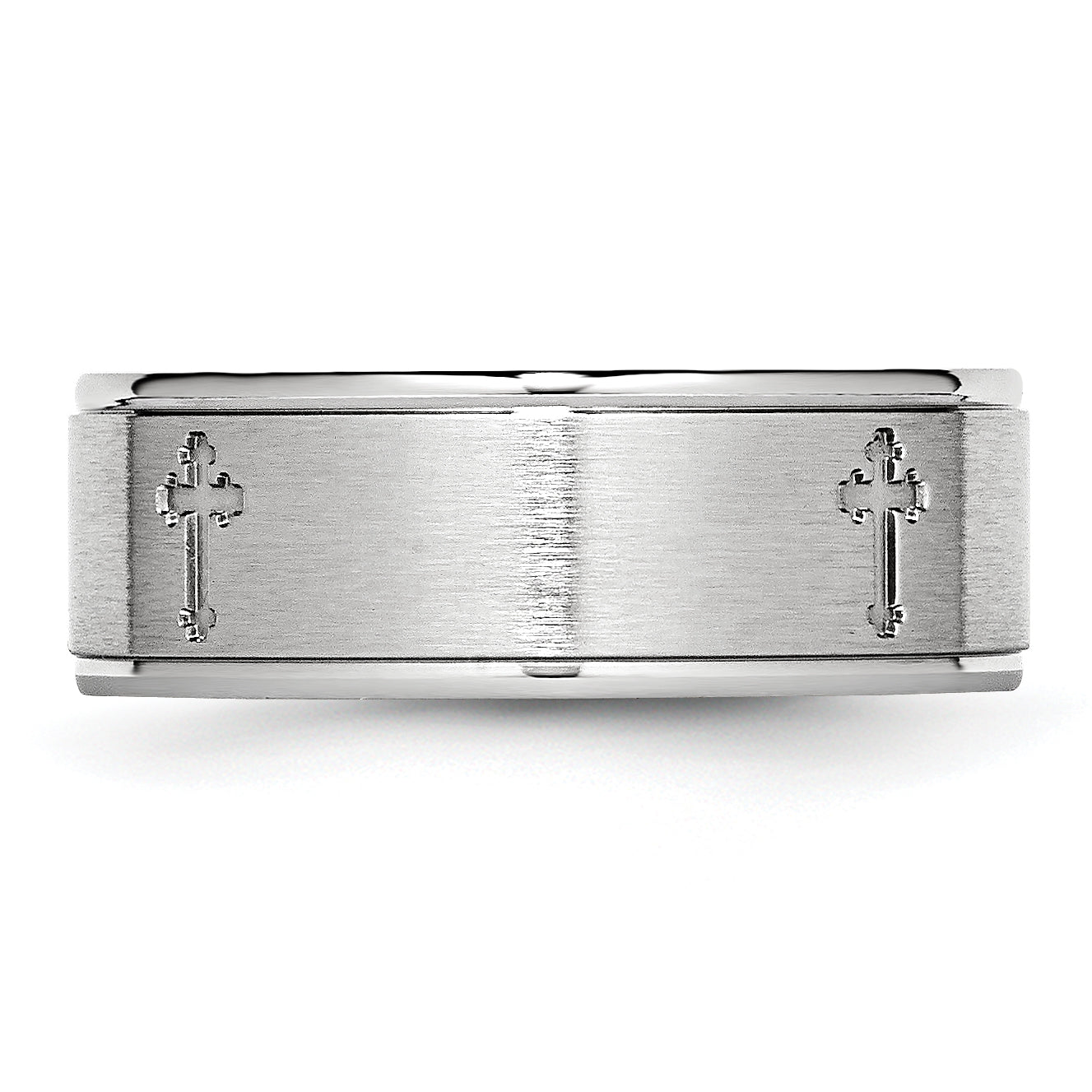 Sterling Silver 925 Unisex Ridged 8mm Satin Wedding Band Engravable