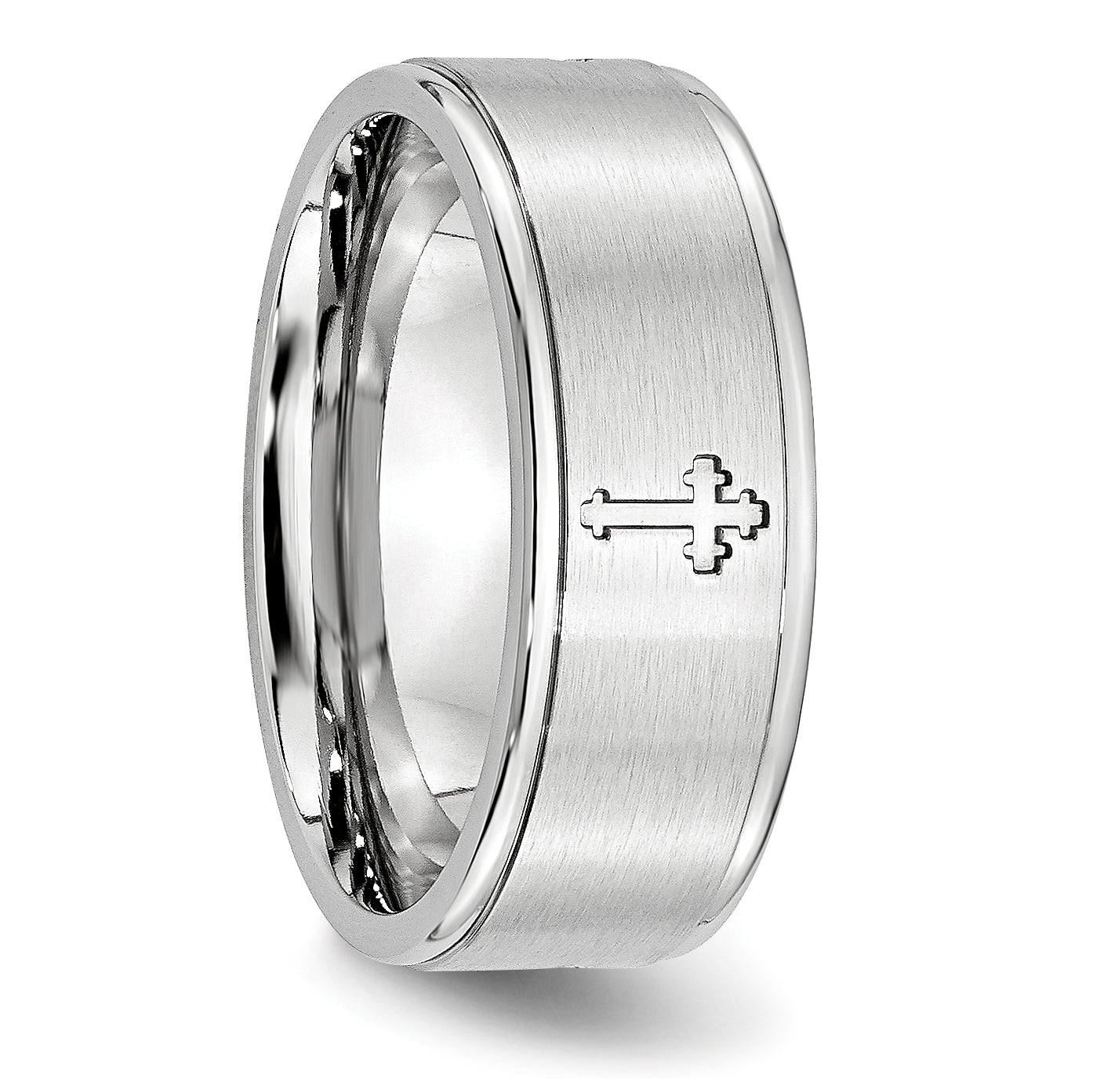 Sterling Silver 925 Unisex Ridged 8mm Satin Wedding Band Engravable