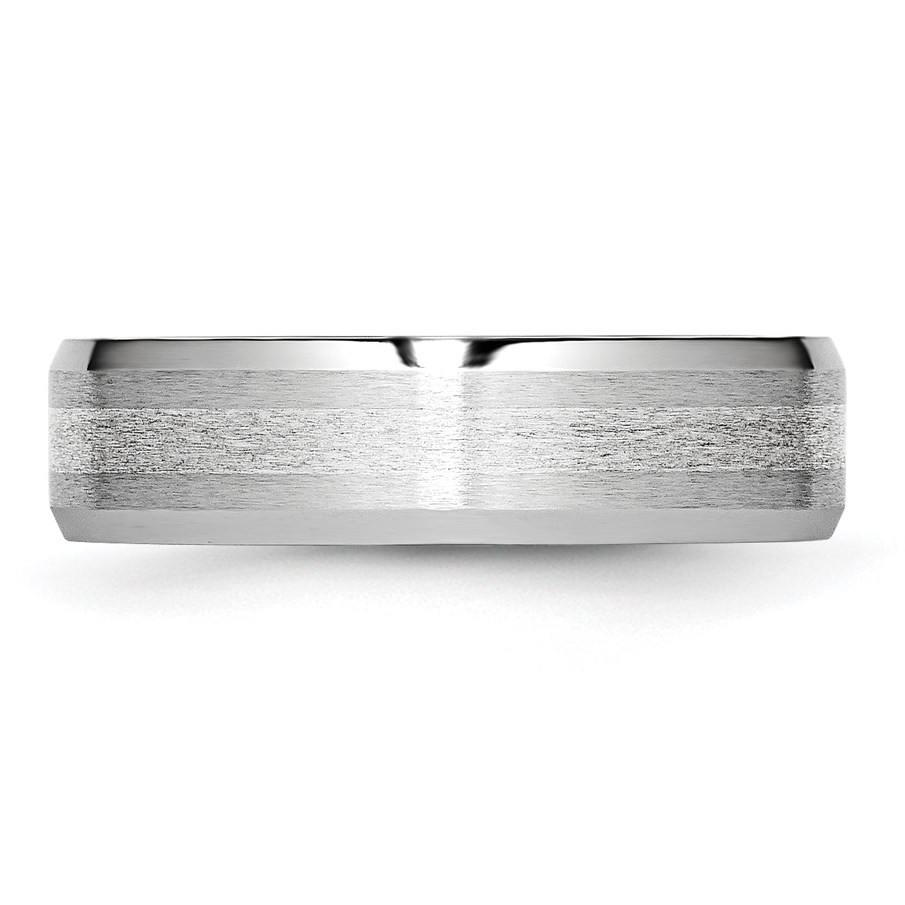 Cobalt Sterling Silver Inlay Satin and Polished 6mm Beveled Edge Band