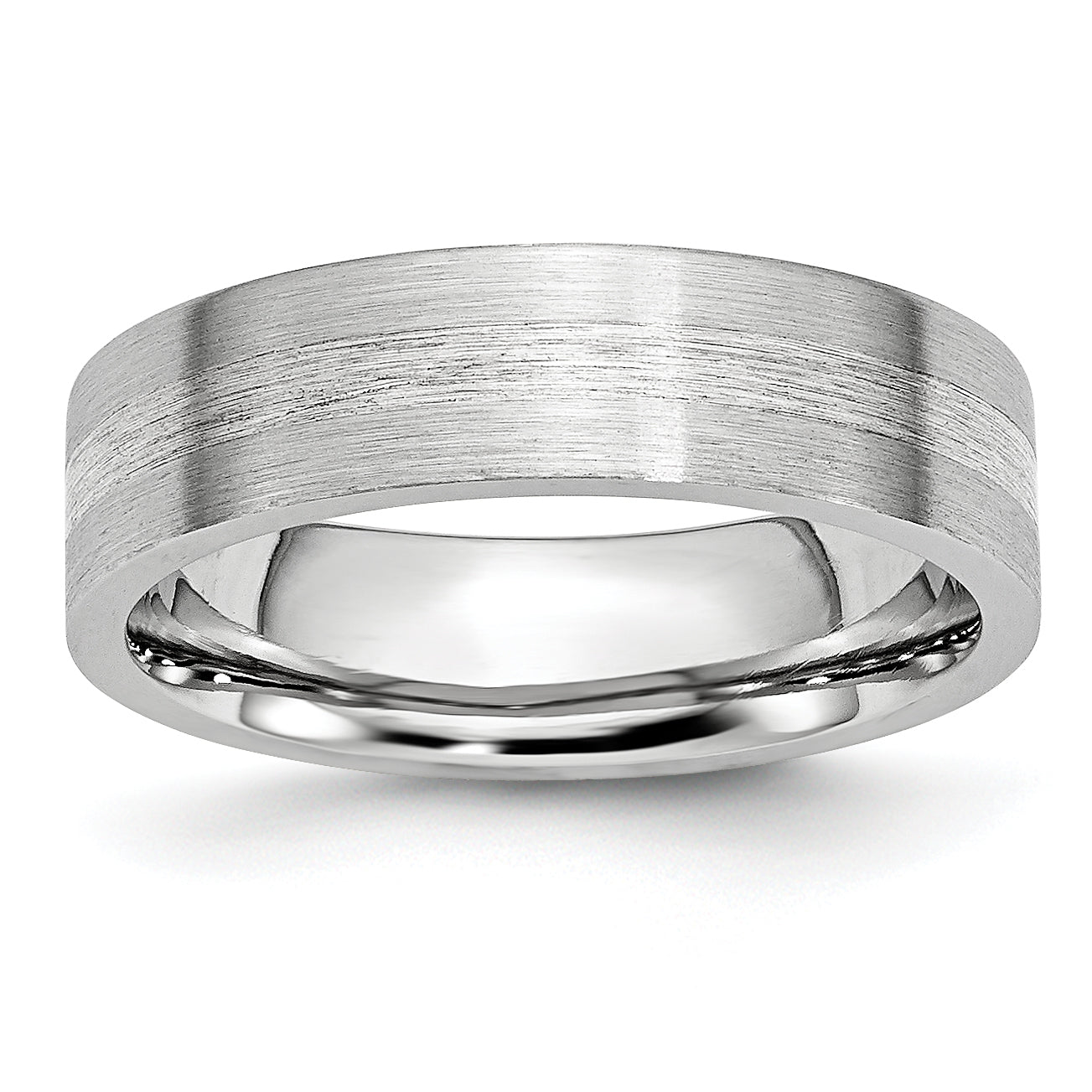 Cobalt Sterling Silver Inlay Satin 6mm Flat Band Main image