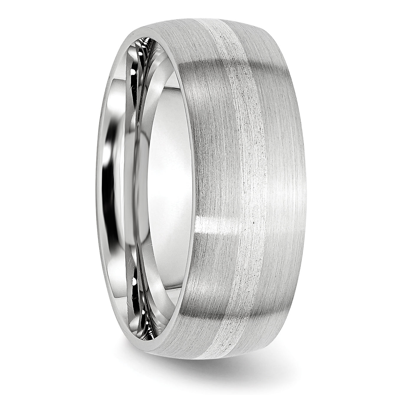 Sophia Jewelers 925 Sterling Silver Satin Inlay Unisex Wedding Band - 7