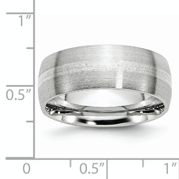 Cobalt Sterling Silver Inlay Satin 8mm Band