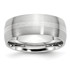 Cobalt Sterling Silver Inlay Satin 8mm Band