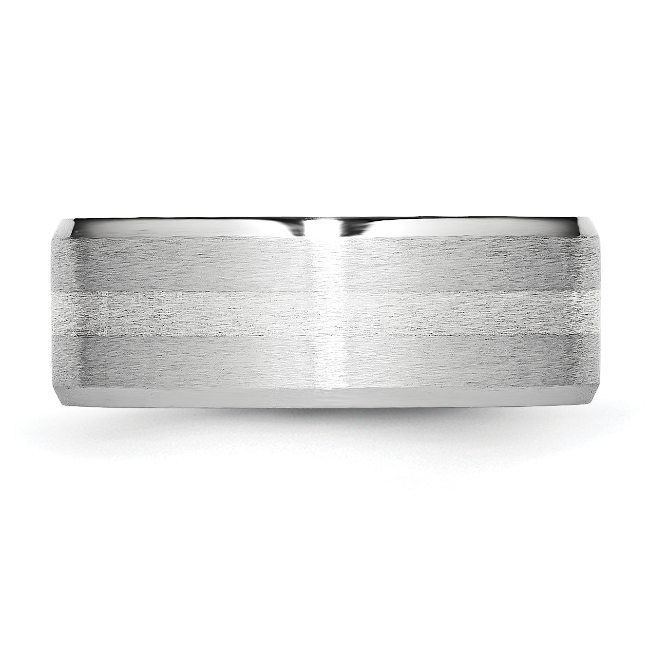 Cobalt Sterling Silver Inlay Satin and Polished Beveled Edge 8mm Band