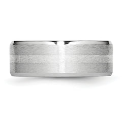 Cobalt Sterling Silver Inlay Satin and Polished Beveled Edge 8mm Band