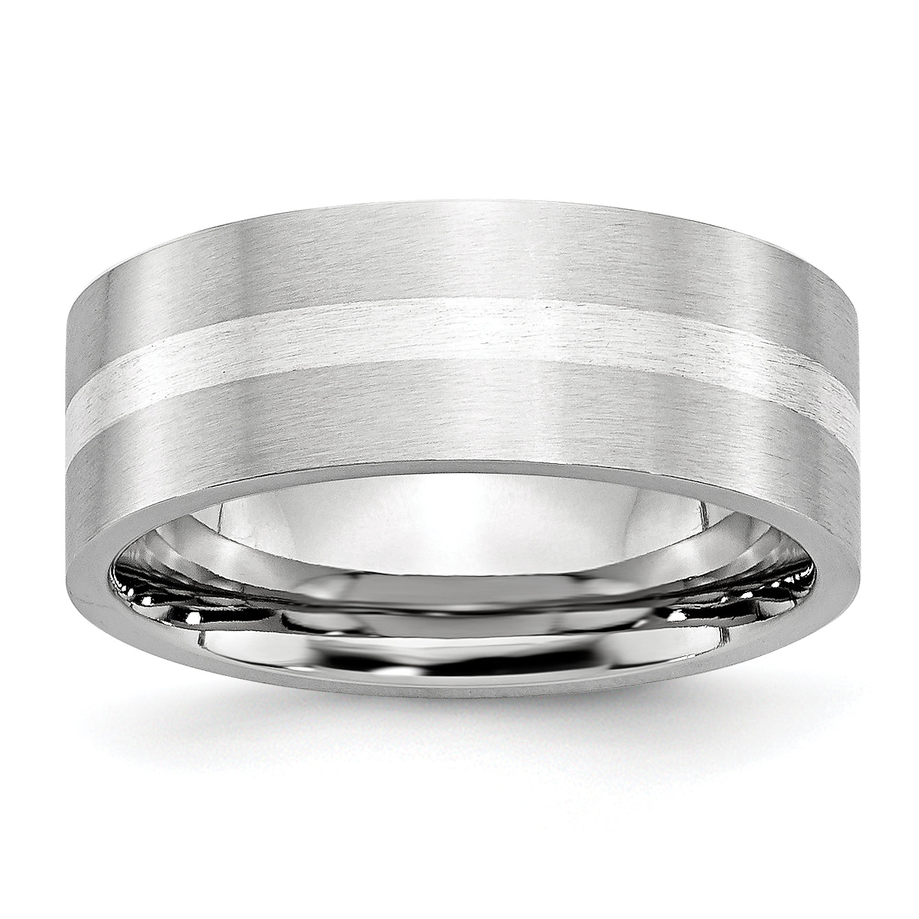 Cobalt Sterling Silver Inlay Satin 8mm Flat Band Main image