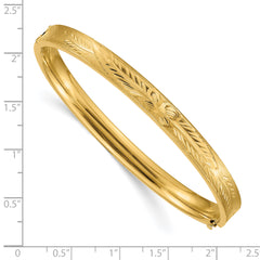 14k 4/16 Diamond-cut Concave Hinged Bangle Bracelet