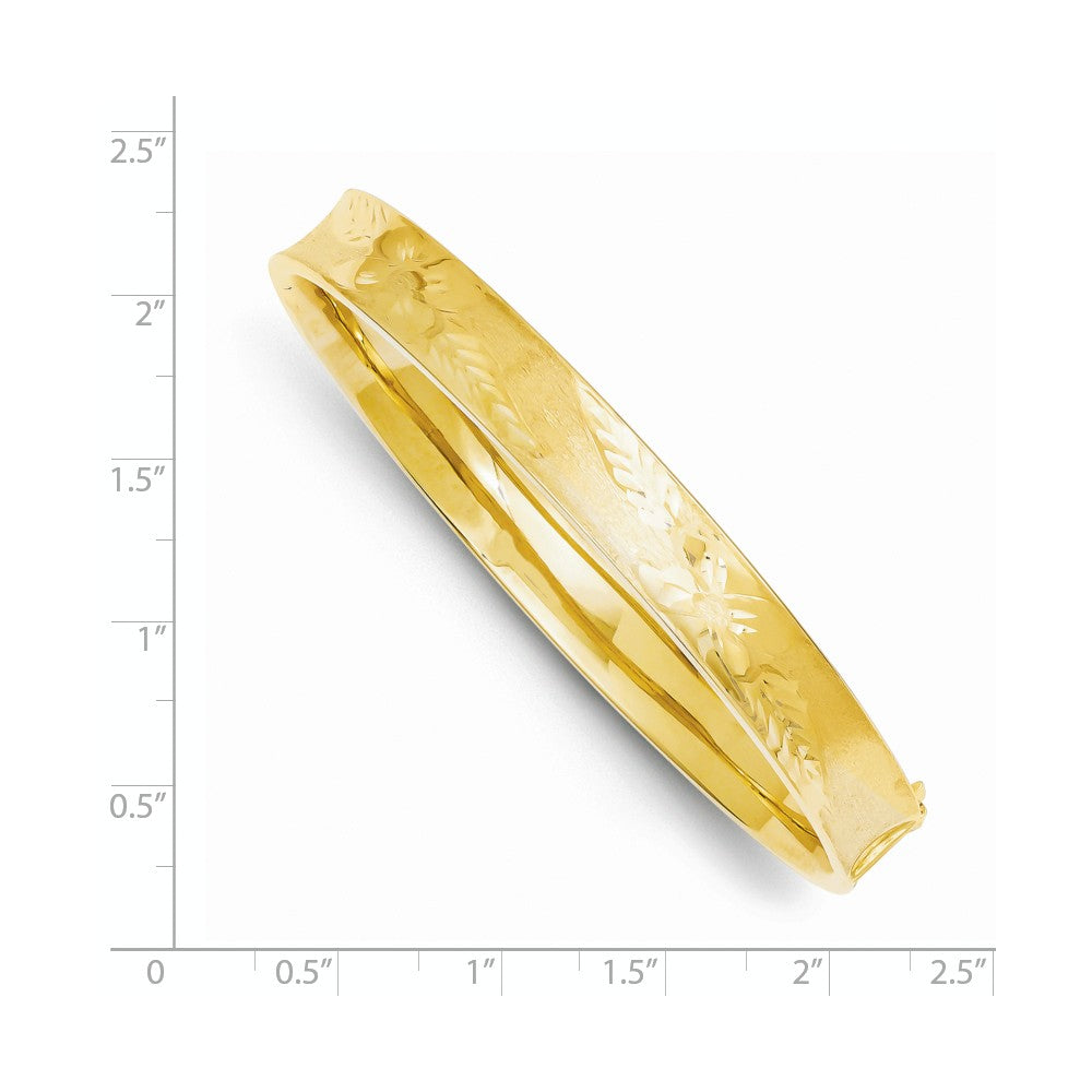 14K Gold Diamond-Cut Hinged Bangle Bracelet with Safety Bar Secondary image