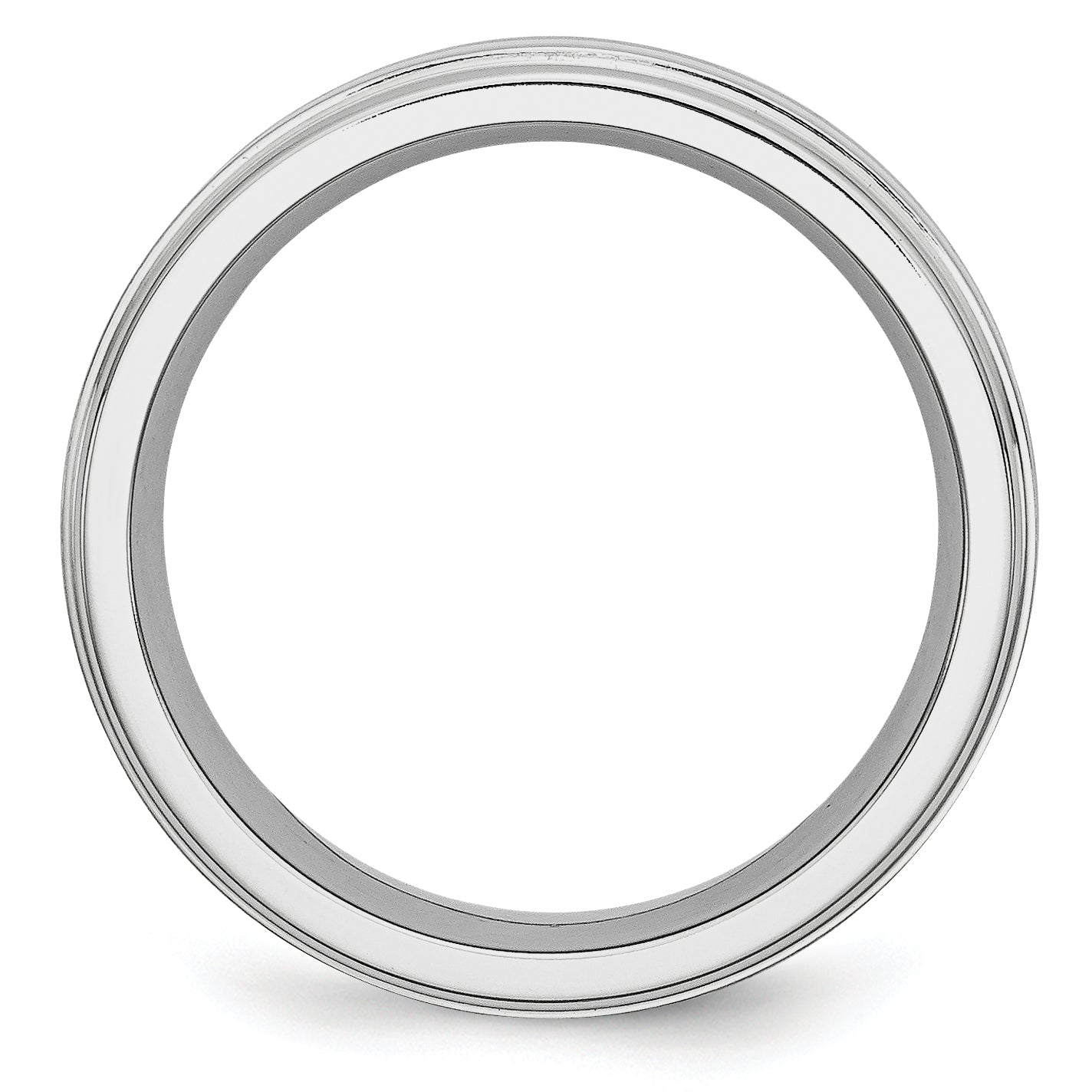 Sterling Silver Wedding Band with Polished Inlay Unisex 8mm - 7