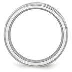 Sterling Silver Wedding Band with Polished Inlay Unisex 8mm