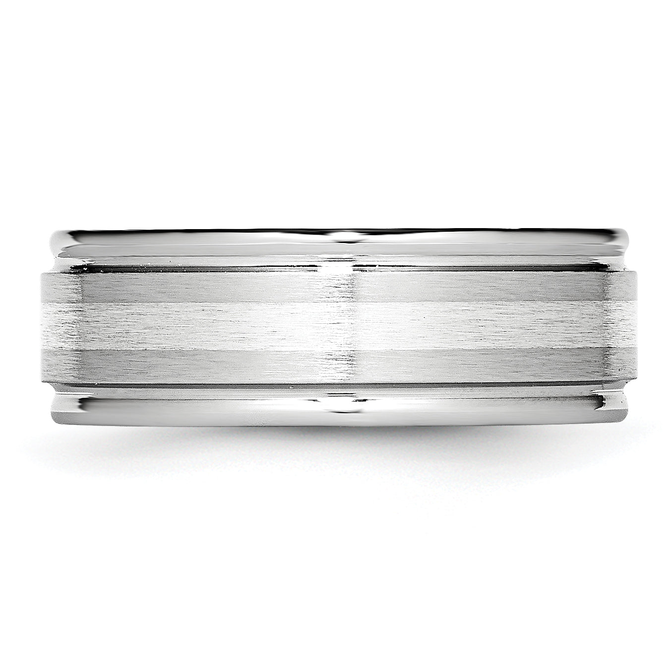Sterling Silver Wedding Band with Polished Inlay Unisex 8mm - 7