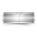 Sterling Silver Wedding Band with Polished Inlay Unisex 8mm