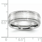 Sterling Silver Wedding Band with Polished Inlay Unisex 8mm