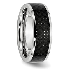 Cobalt Wedding Band with Black Carbon Fiber Inlay and Polished Finish - 7