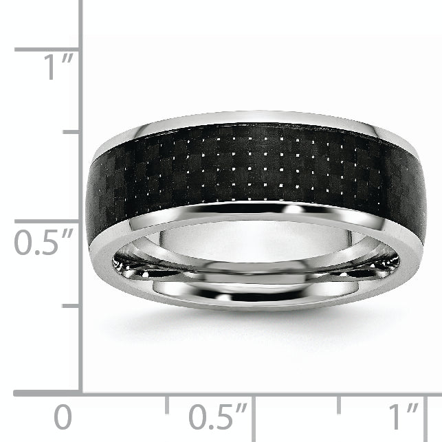 Cobalt Wedding Band with Black Carbon Fiber Inlay and Polished Finish - 7