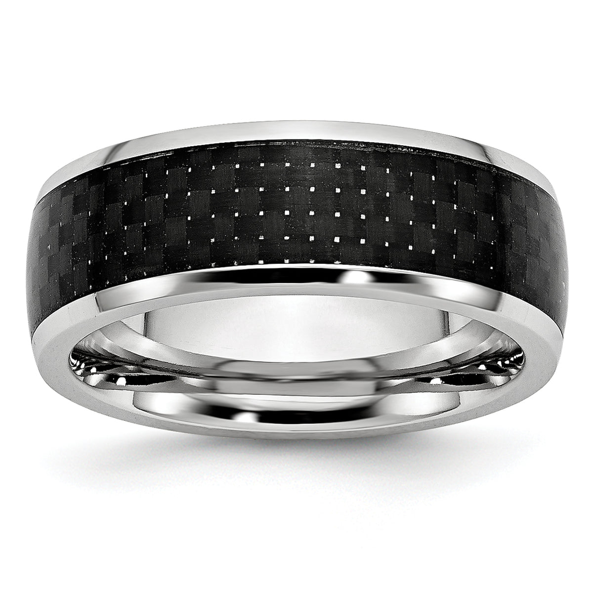 Cobalt Polished Black Carbon Fiber Inlay 8mm Band