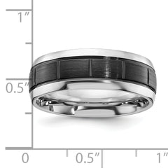 Cobalt Polished with Brushed Black IP-plated Grooved Center 8mm Band