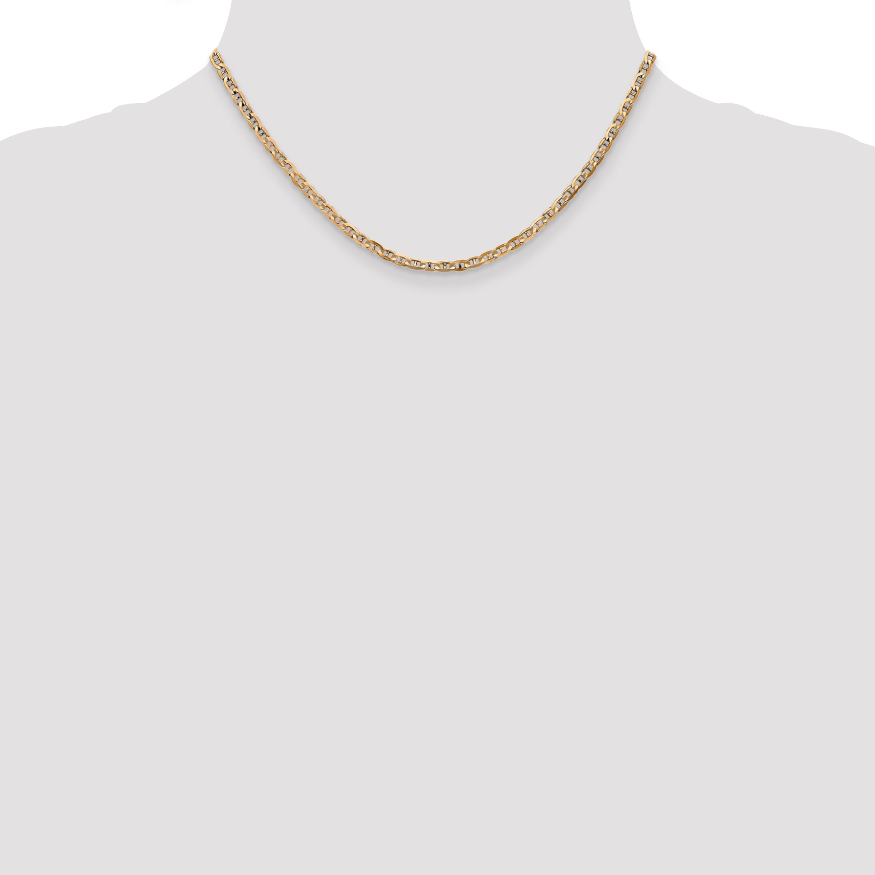 14K 16 inch 3mm Concave Anchor with Lobster Clasp Chain