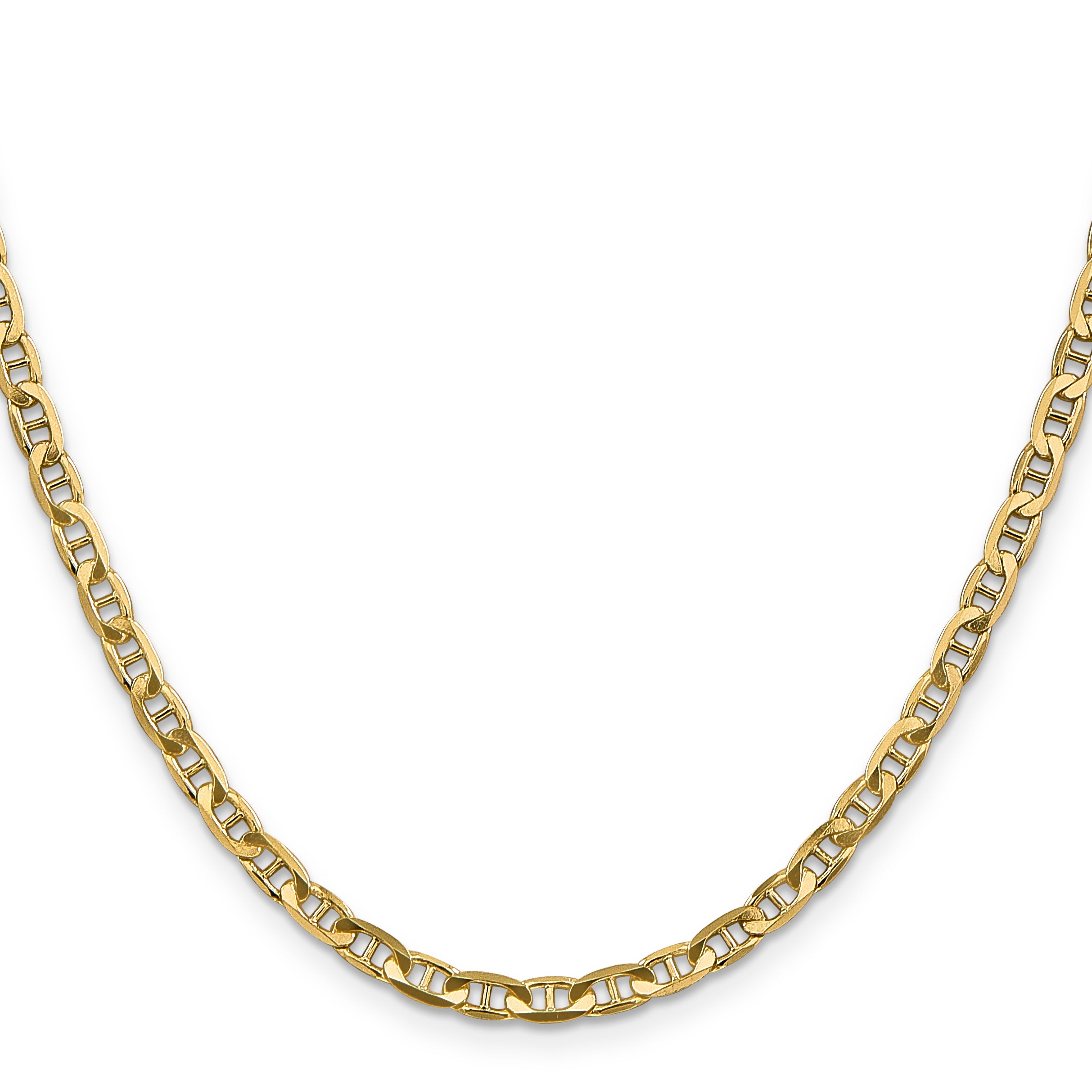 14K Gold Concave Anchor Necklace with Lobster Clasp Polished Elegance - 16