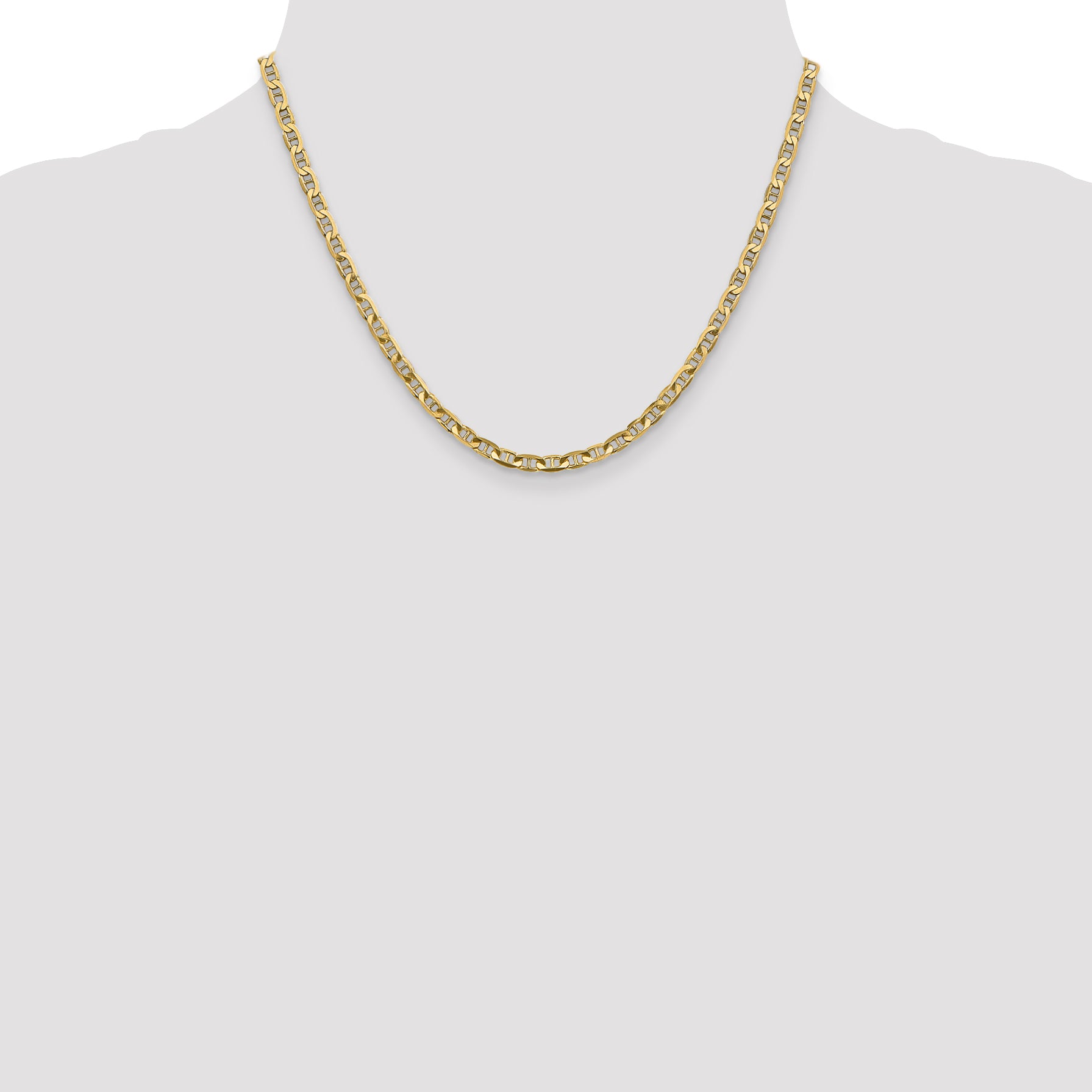 14K Gold Concave Anchor Necklace with Lobster Clasp Polished Elegance - 16