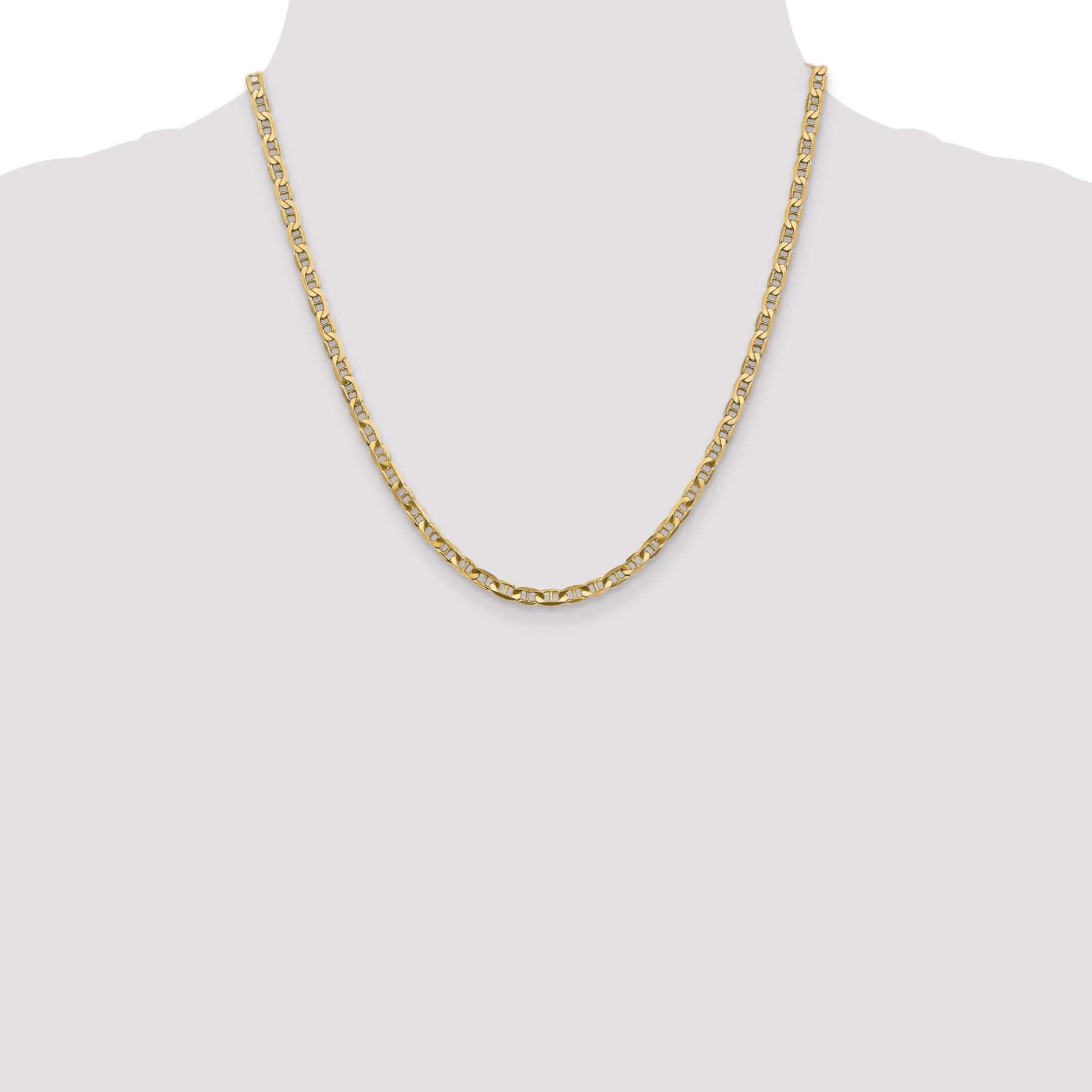 14K Gold Concave Anchor Necklace with Lobster Clasp Polished Elegance - 16