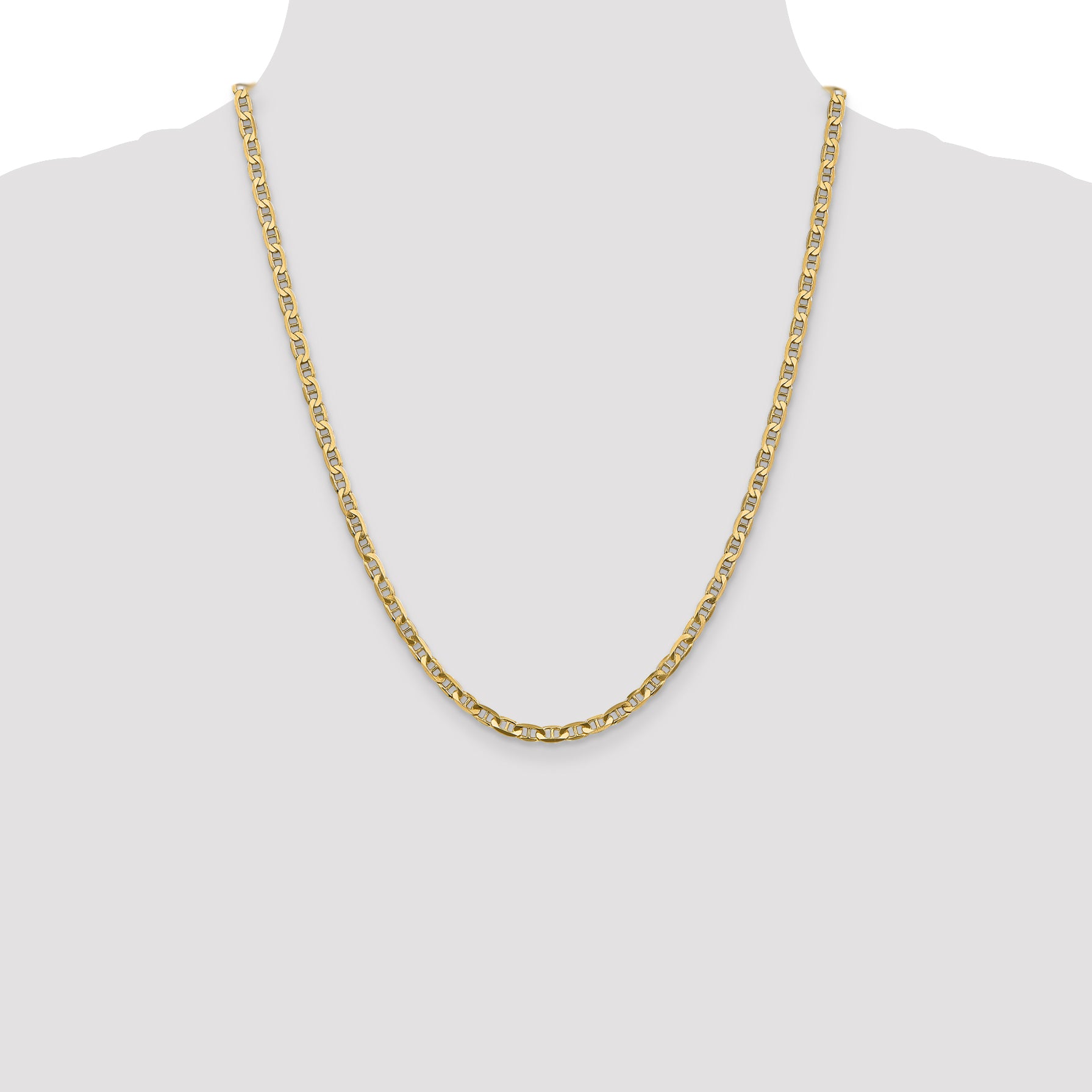 14K Gold Concave Anchor Necklace with Lobster Clasp Polished Elegance - 16