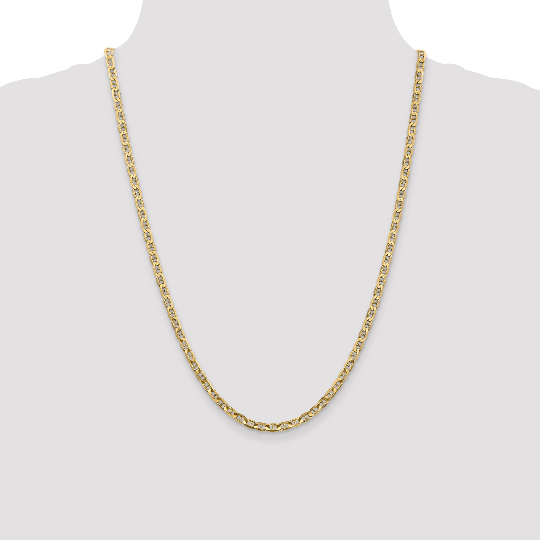 14K Gold Concave Anchor Necklace with Lobster Clasp Polished Elegance - 16