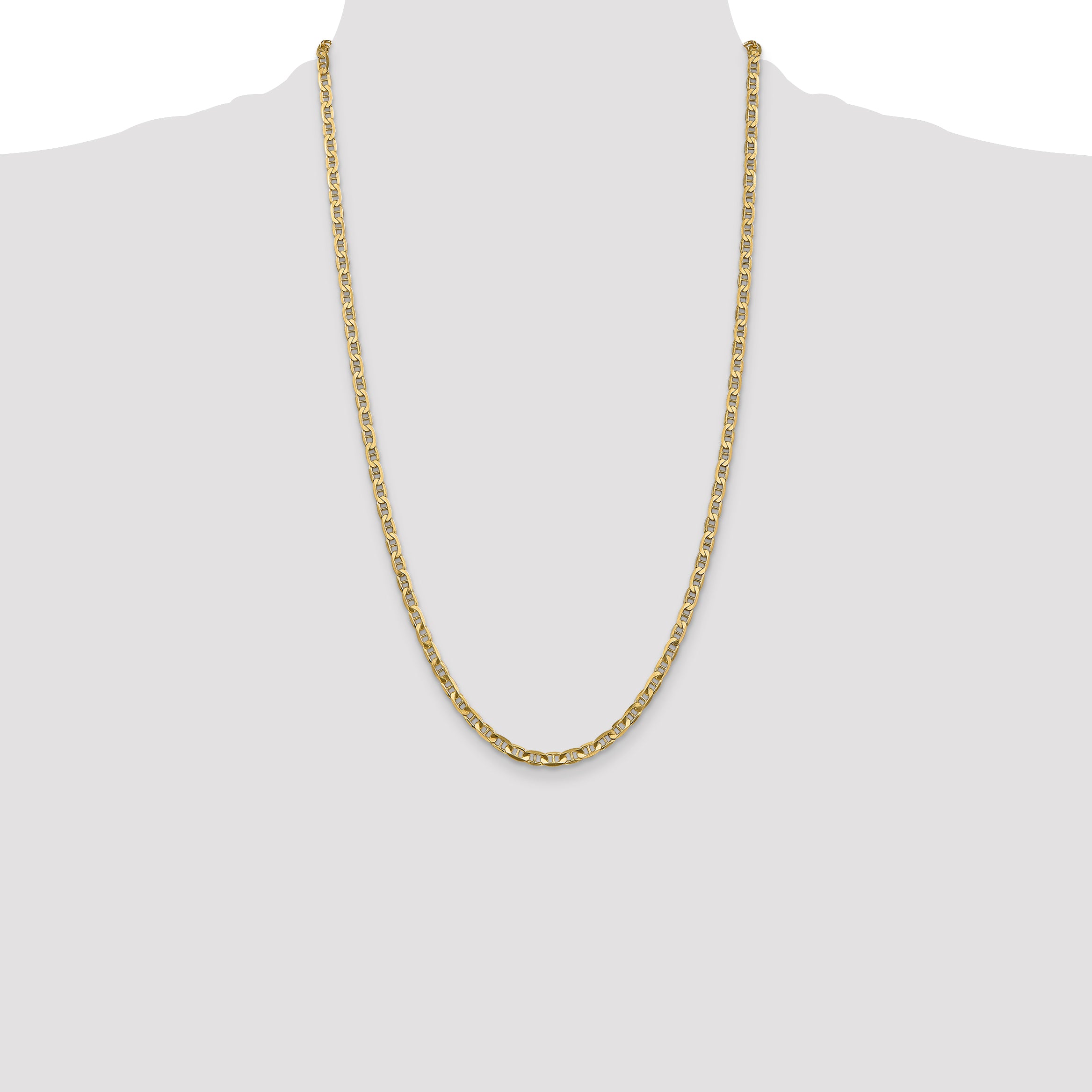 14K Gold Concave Anchor Necklace with Lobster Clasp Polished Elegance - 16