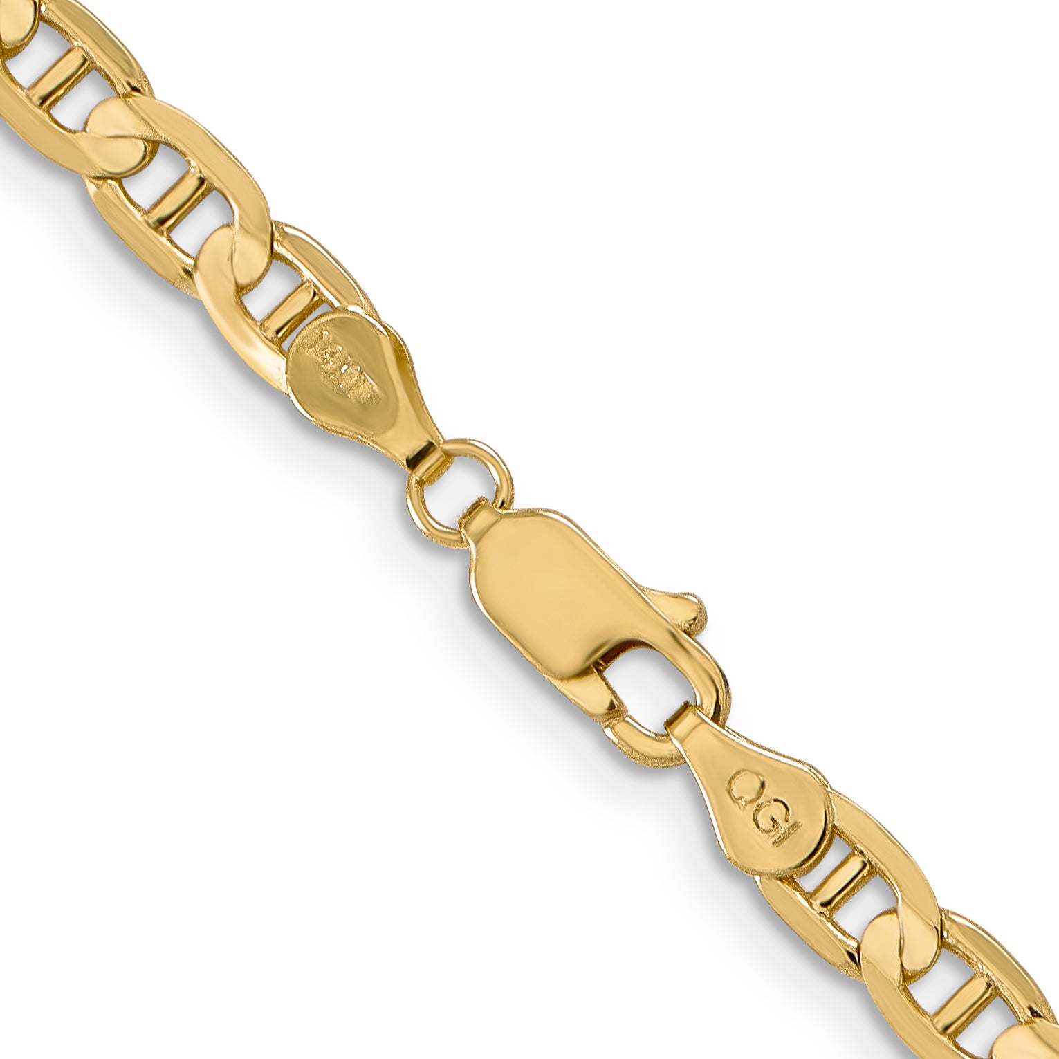 14K 16 inch 4.5mm Concave Anchor with Lobster Clasp Chain