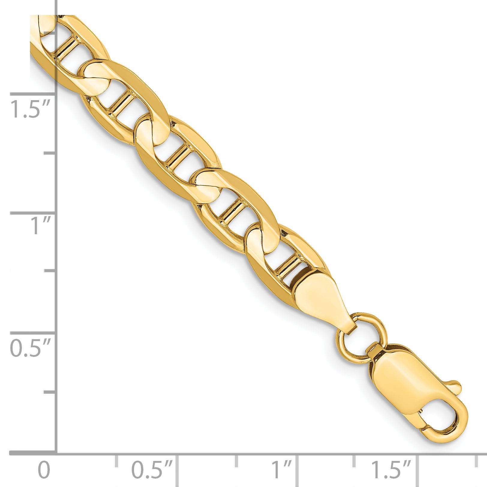 14K 7 inch 6.25mm Concave Anchor with Lobster Clasp Bracelet Secondary image