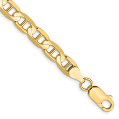 14K 9 inch 6.25mm Concave Anchor with Lobster Clasp Chain