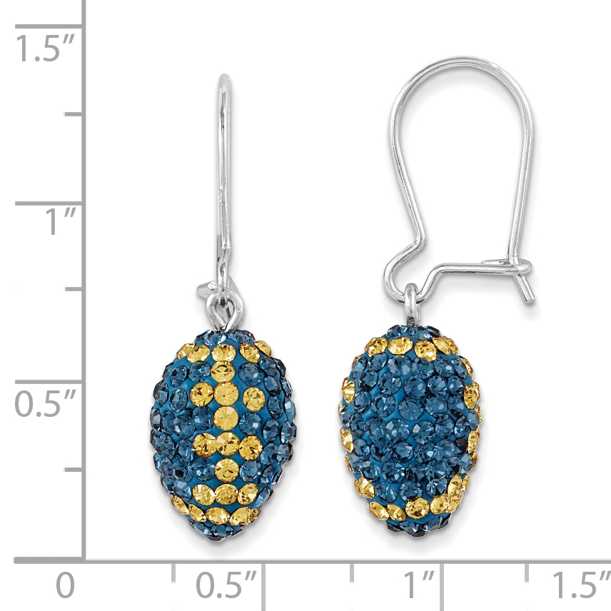 Sterling Silver Swarovski Crystal Football Dangle Earrings for Women, Polished Finish
