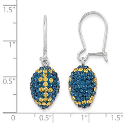 Sterling Silver Swarovski Crystal Football Dangle Earrings for Women, Polished Finish