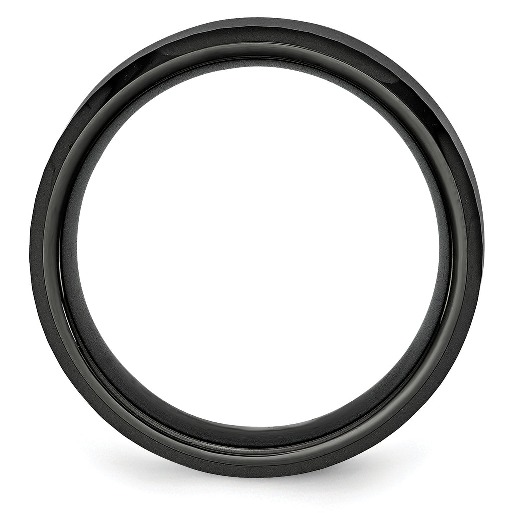 Faceted Beveled-Edge Wedding Band in Black Ceramic, 8mm
