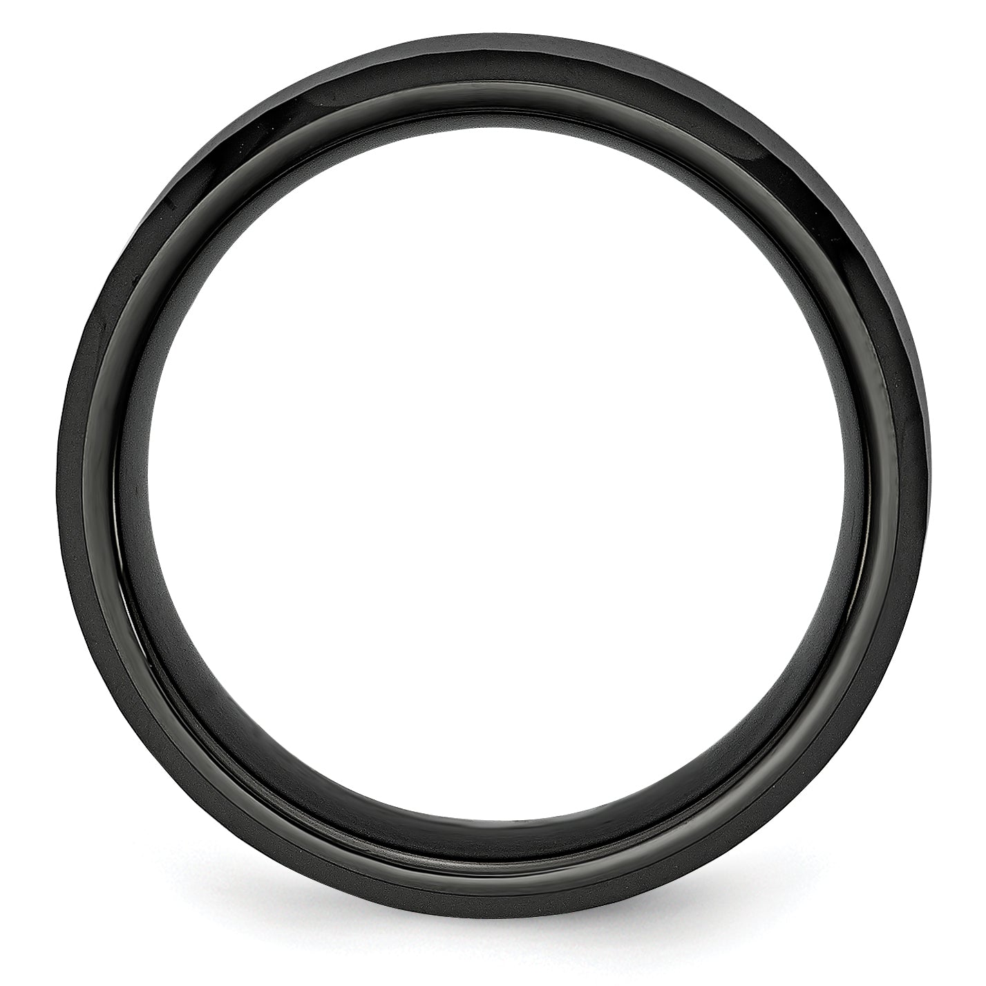 Faceted Beveled-Edge Wedding Band in Black Ceramic, 8mm