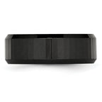 Faceted Beveled-Edge Wedding Band in Black Ceramic, 8mm