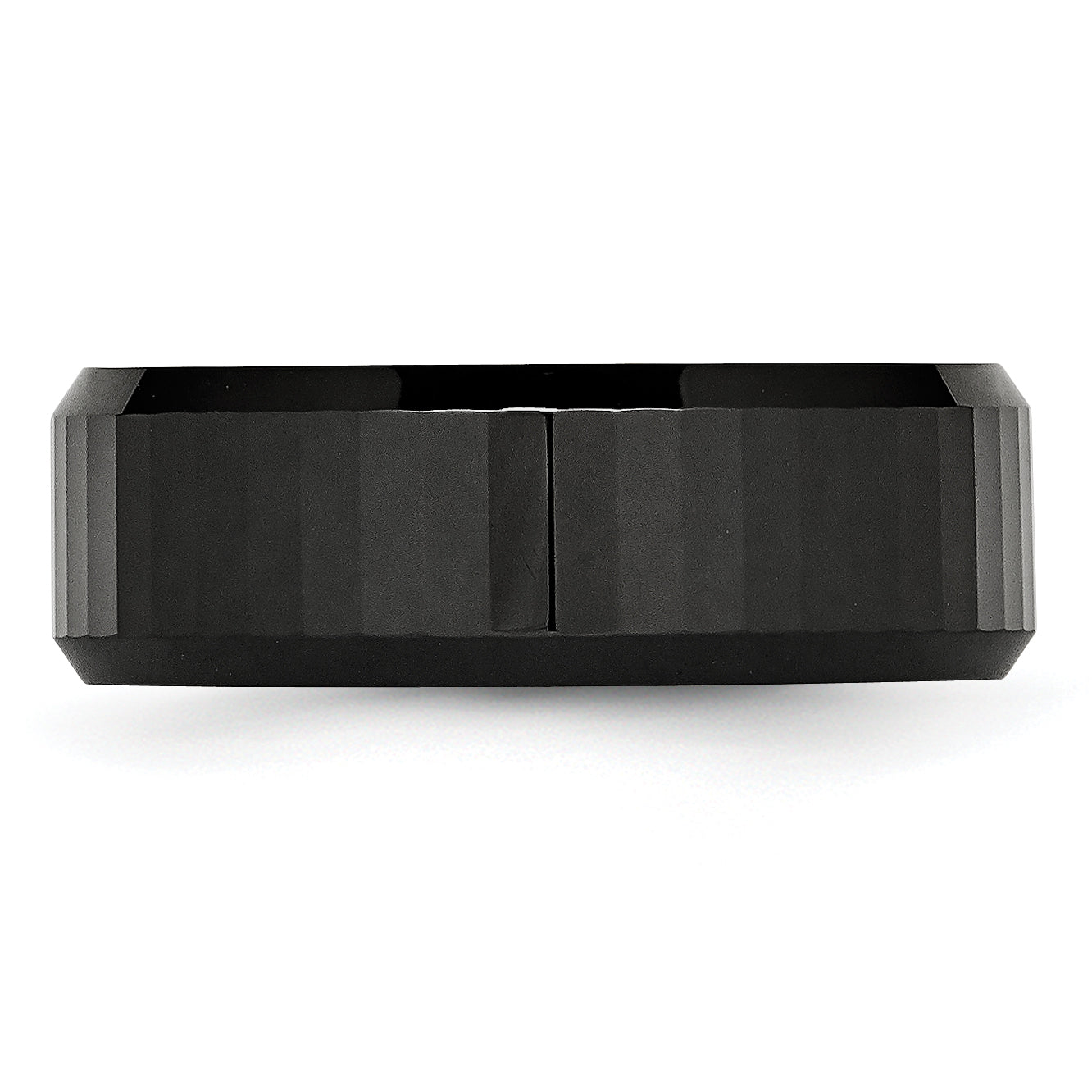 Faceted Beveled-Edge Wedding Band in Black Ceramic, 8mm