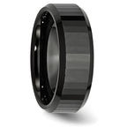 Faceted Beveled-Edge Wedding Band in Black Ceramic, 8mm