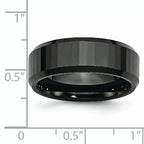 Faceted Beveled-Edge Wedding Band in Black Ceramic, 8mm