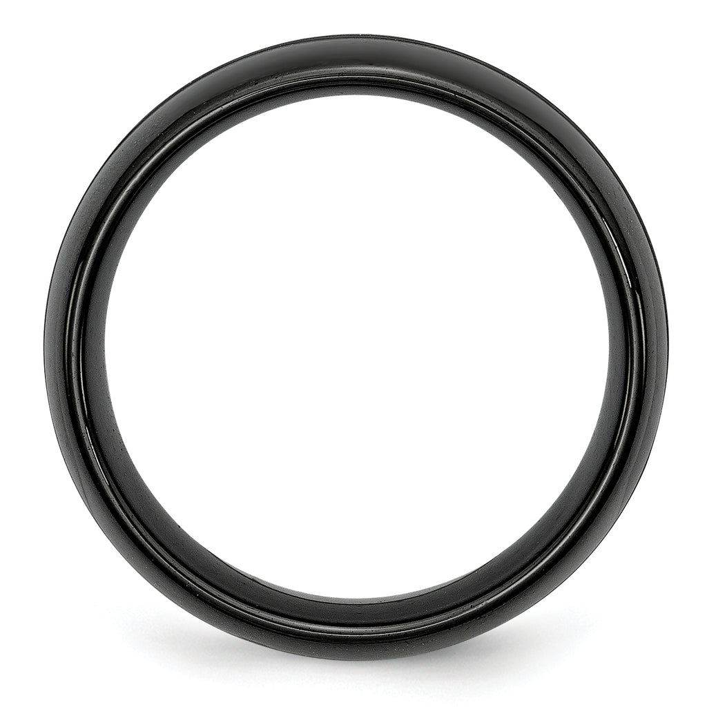 Brushed & Polished Wedding Band in Black Ceramic, 8mm