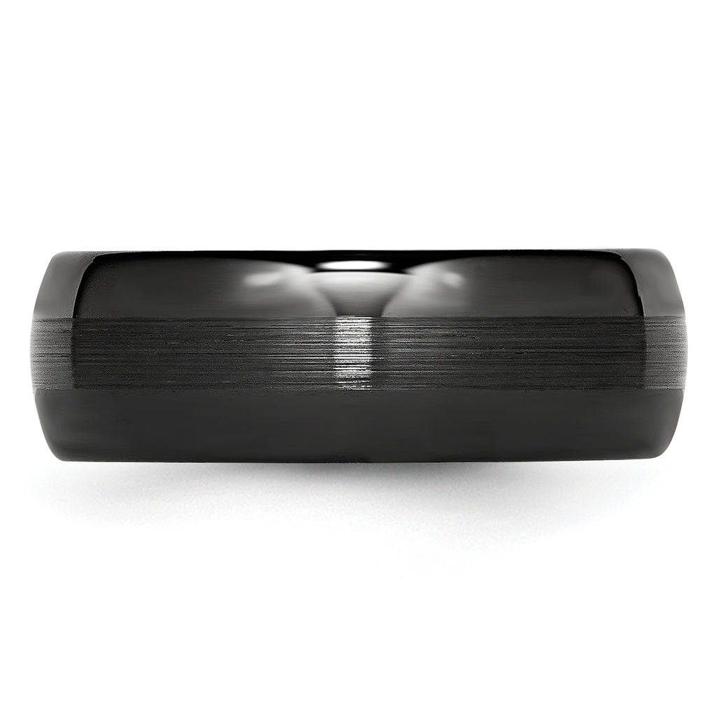 Brushed & Polished Wedding Band in Black Ceramic, 8mm