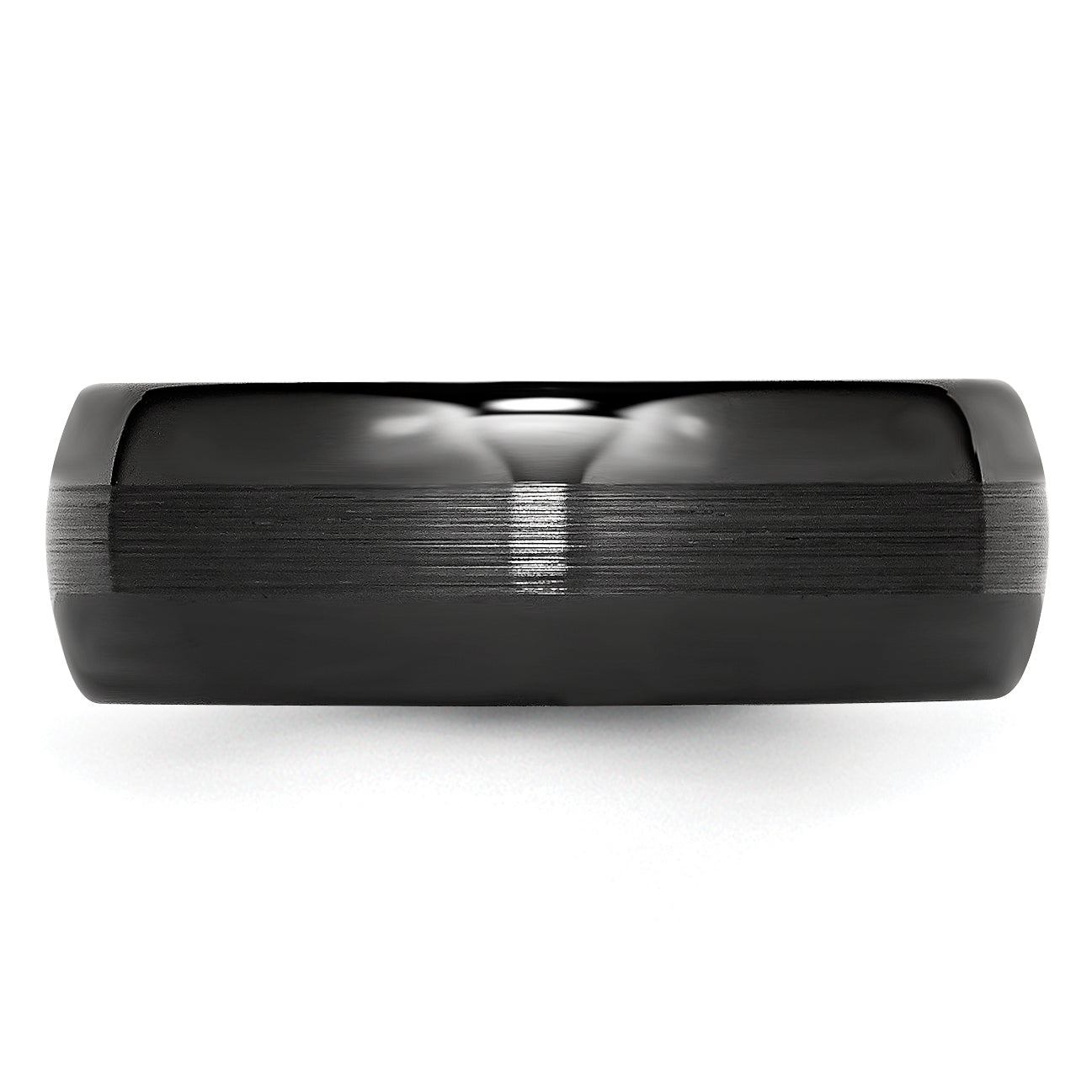 Brushed & Polished Wedding Band in Black Ceramic, 8mm