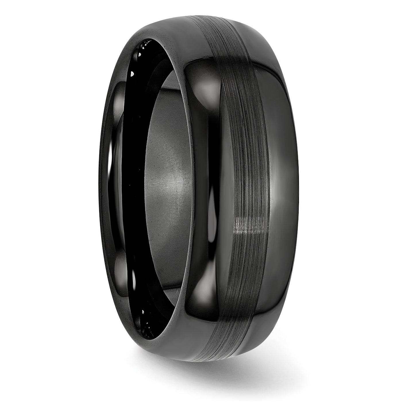 Brushed & Polished Wedding Band in Black Ceramic, 8mm