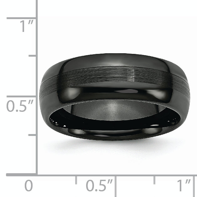 Brushed & Polished Wedding Band in Black Ceramic, 8mm
