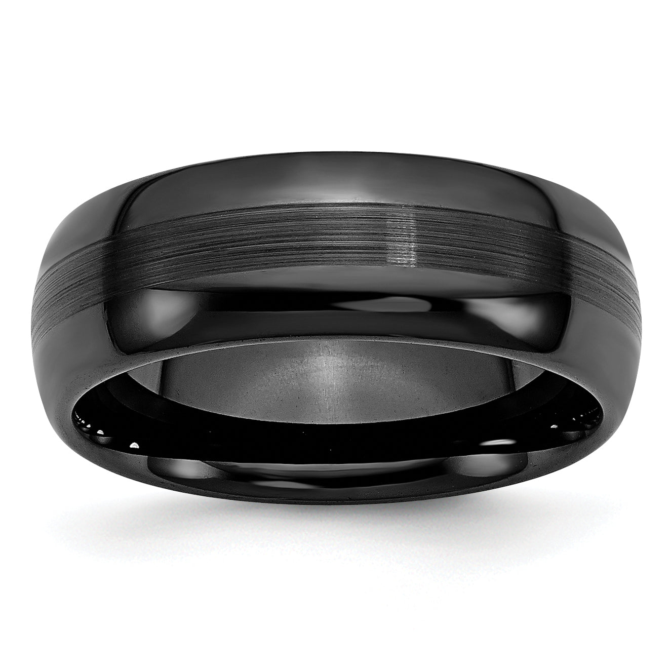 Ceramic Black 8mm Brushed and Polished Band